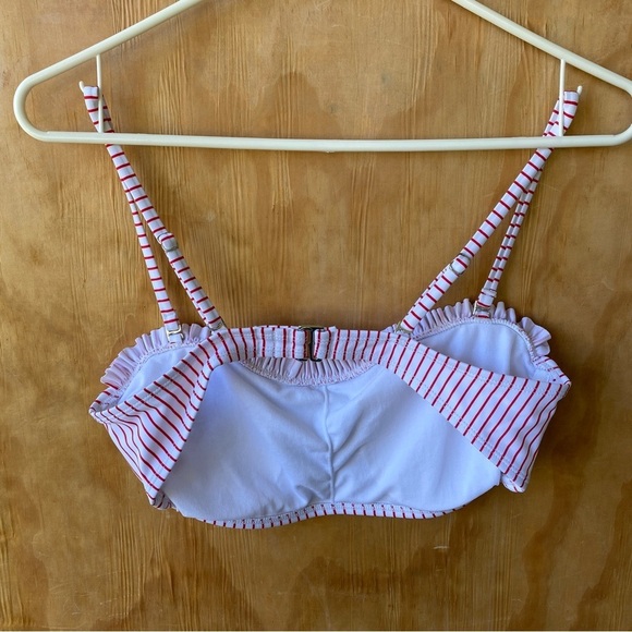Xhilaration Red And White Stripe Ruffle Bikini Top - Picture 2 of 5